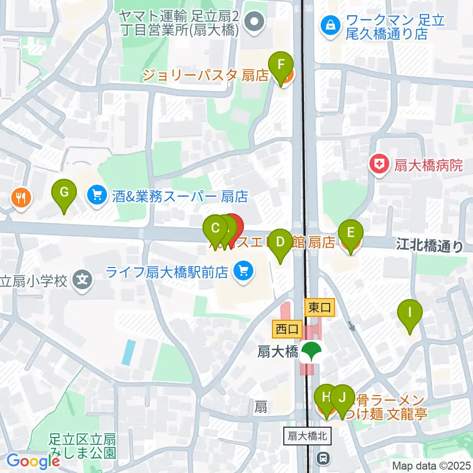 アトリエTANTOO周辺のファミレス・ファーストフード一覧地図