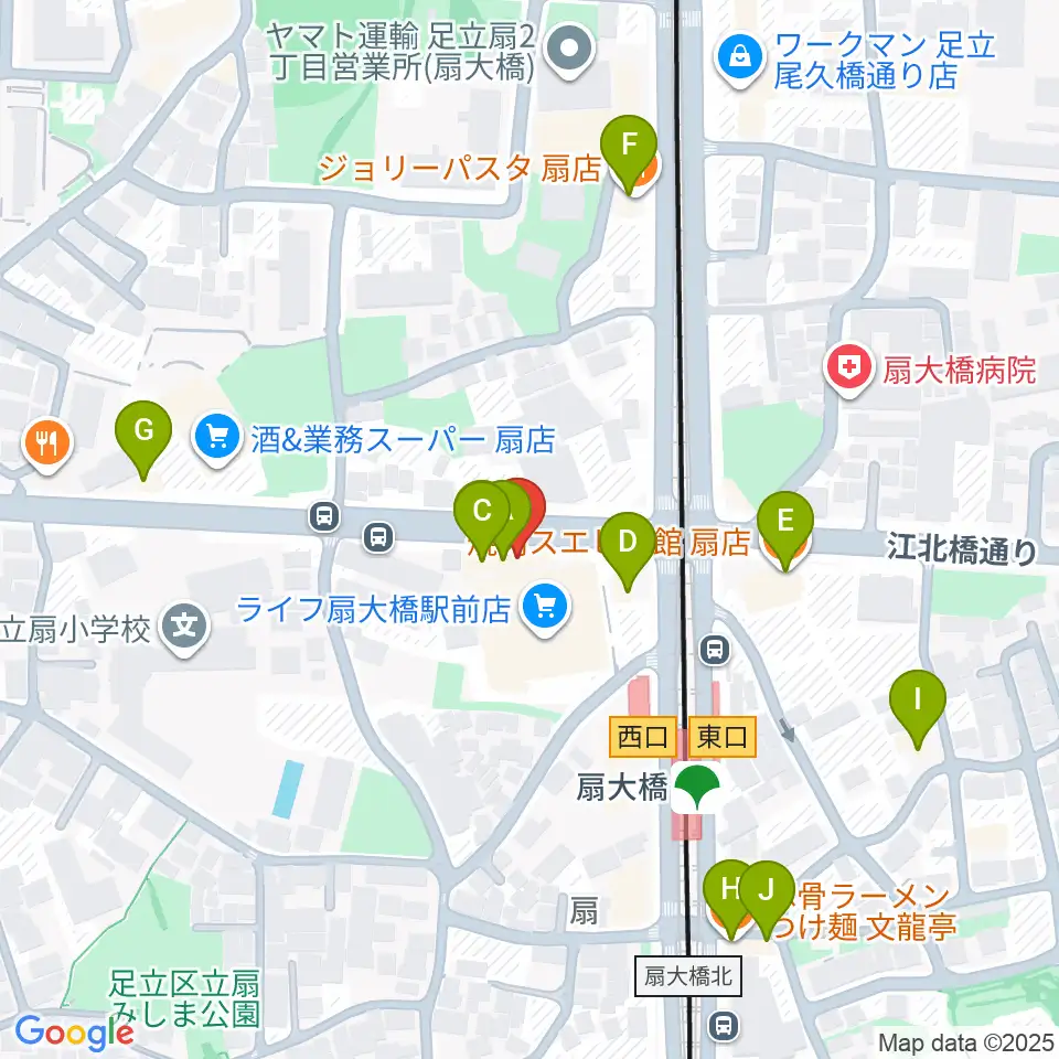 アトリエTANTOO周辺のファミレス・ファーストフード一覧地図