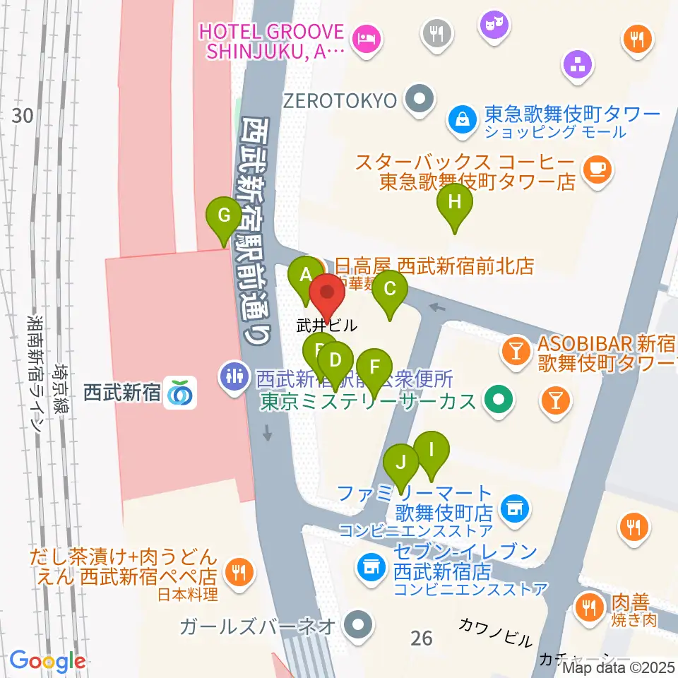 新宿バッシュ!!周辺のファミレス・ファーストフード一覧地図