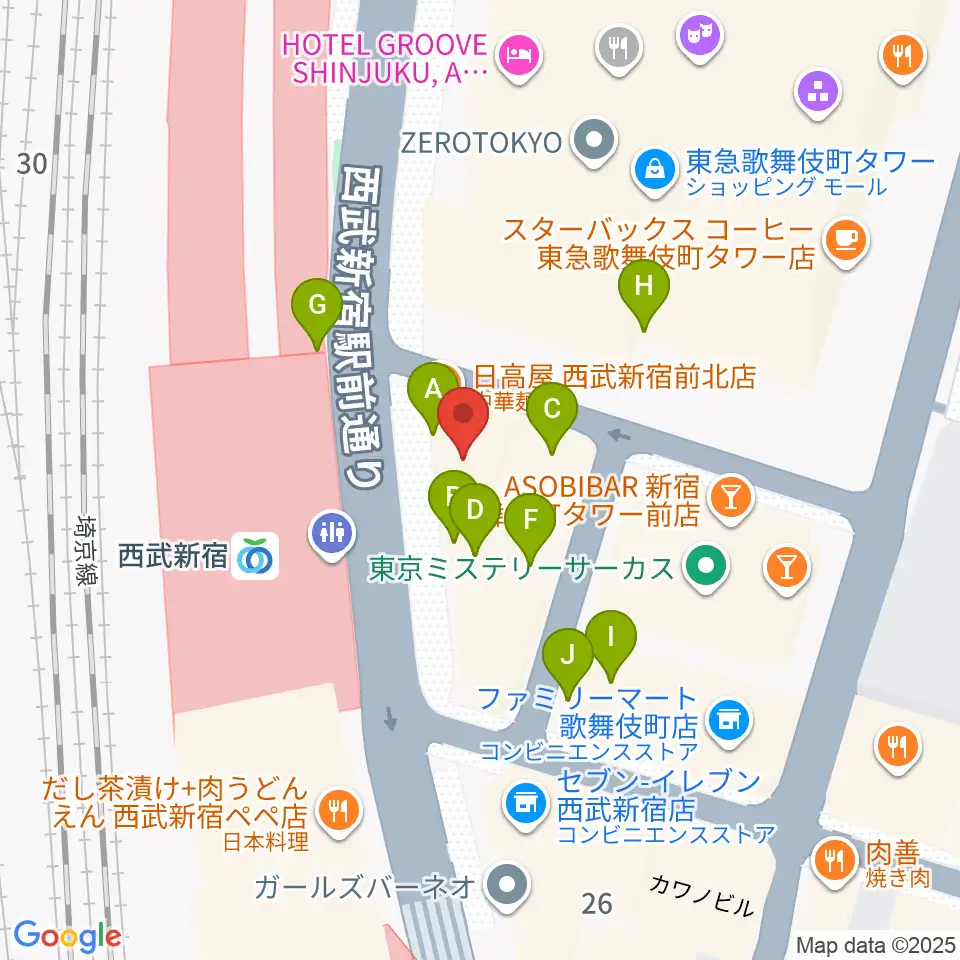 新宿バッシュ!!周辺のファミレス・ファーストフード一覧地図
