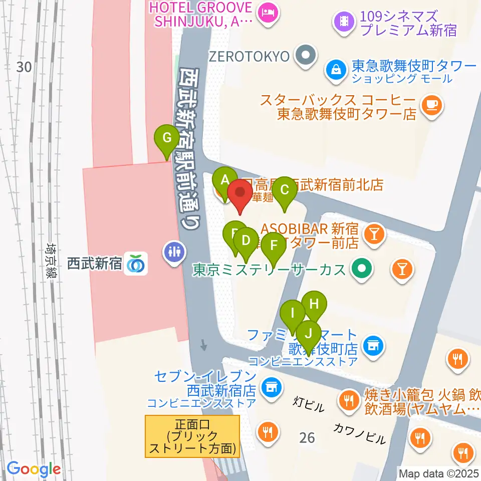 新宿バッシュ!!周辺のファミレス・ファーストフード一覧地図