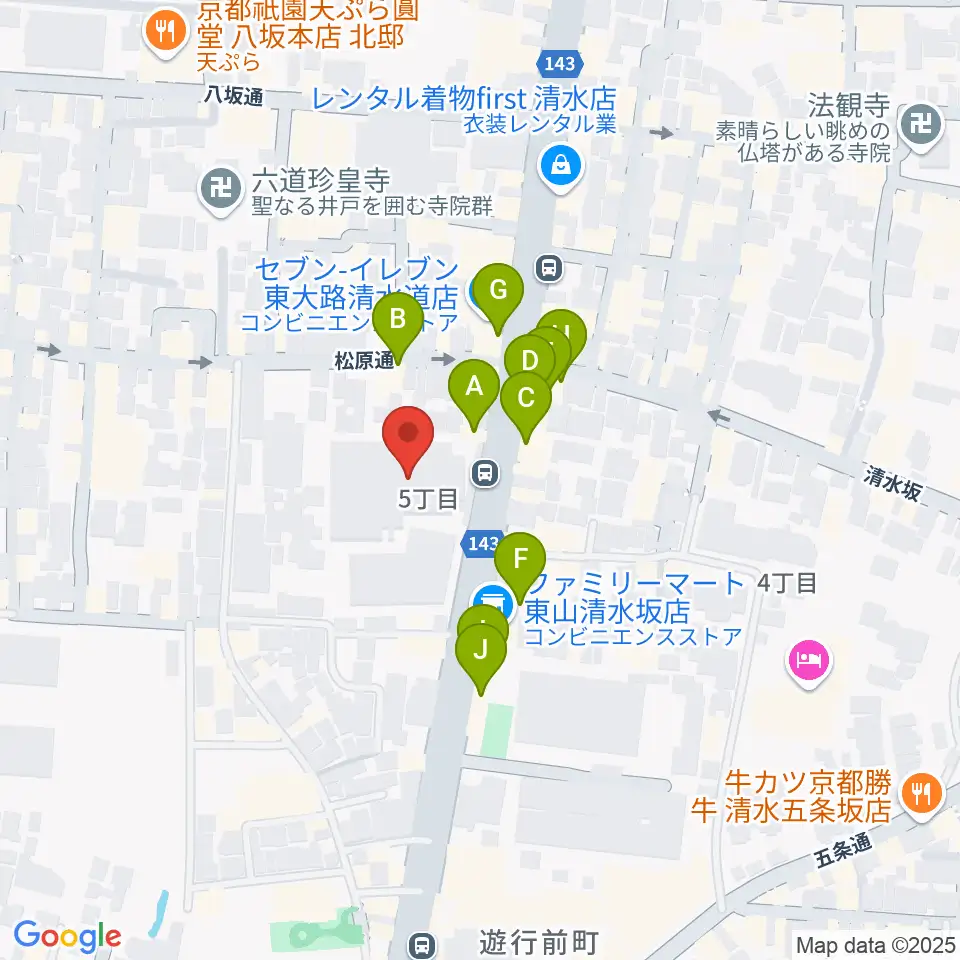 東山青少年活動センター周辺のファミレス・ファーストフード一覧地図