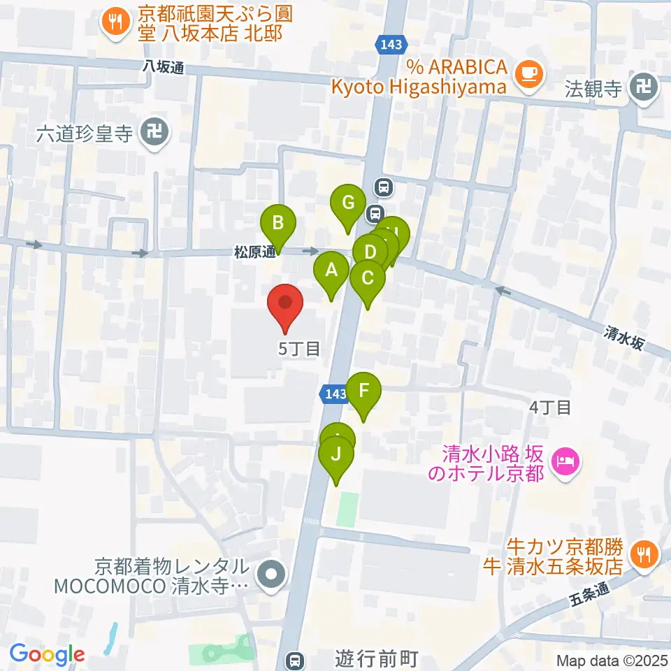 東山青少年活動センター周辺のファミレス・ファーストフード一覧地図