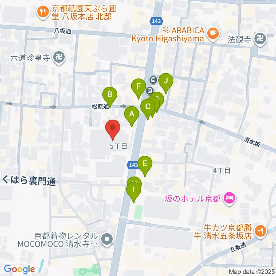 東山青少年活動センター周辺のファミレス・ファーストフード一覧地図