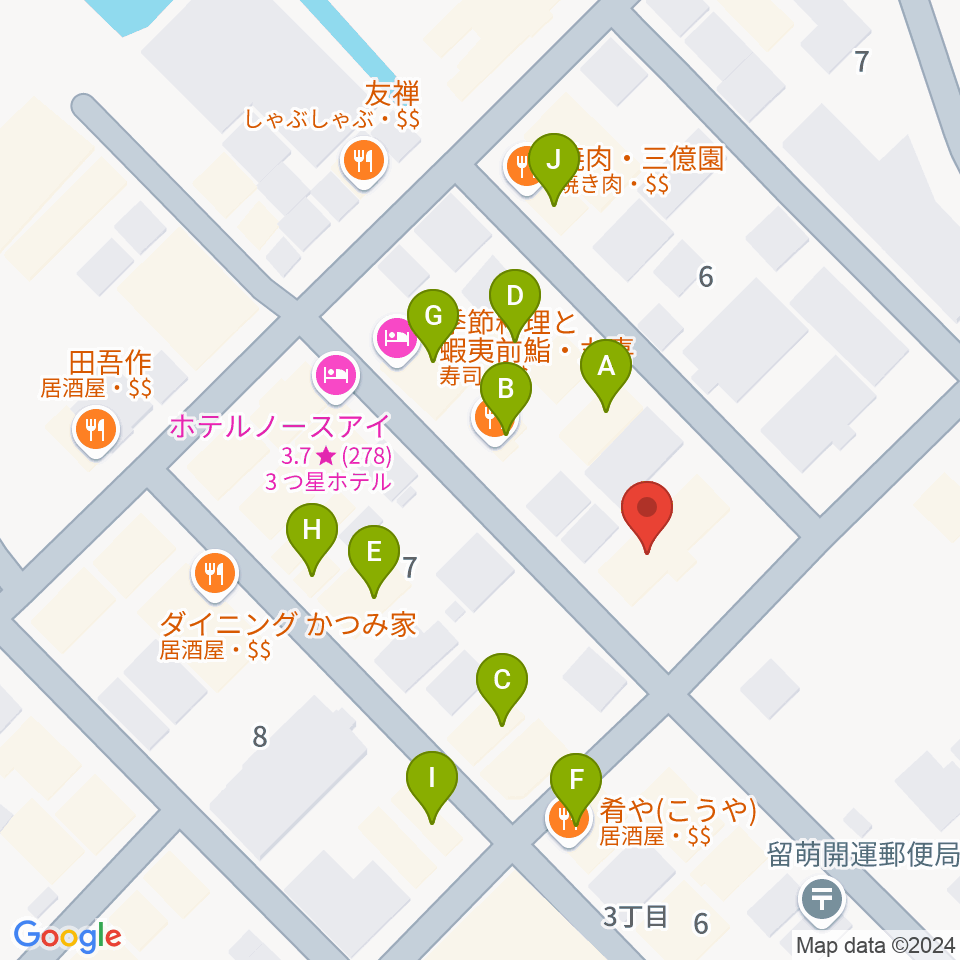 さしかわ楽器 留萌店周辺のファミレス・ファーストフード一覧地図