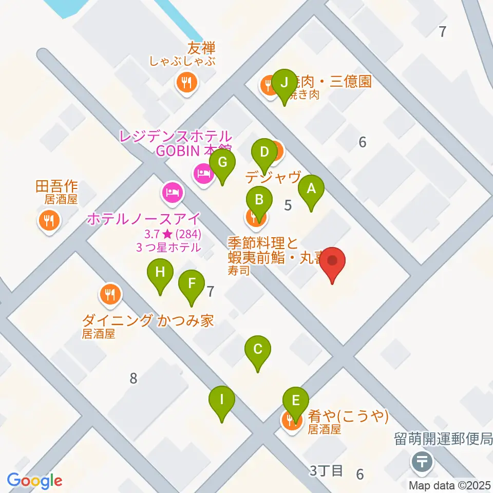 さしかわ楽器 留萌店周辺のファミレス・ファーストフード一覧地図