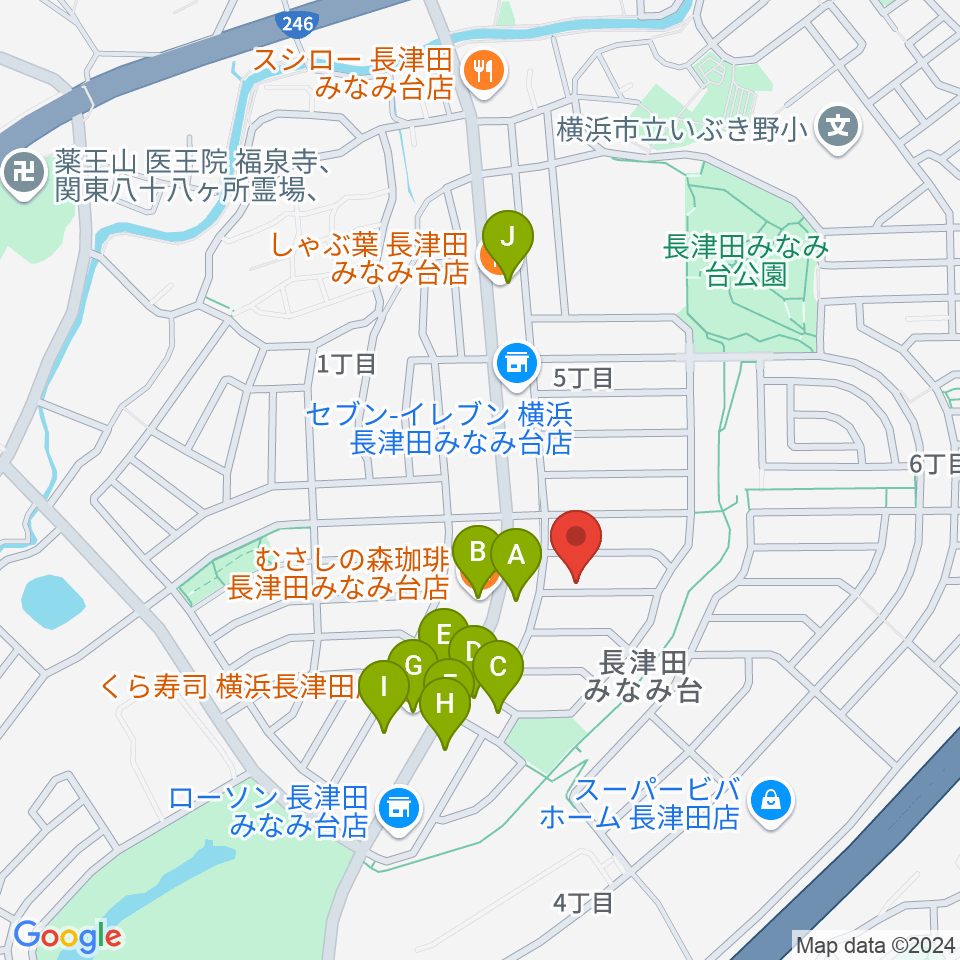 ローズ楽器工房周辺のファミレス・ファーストフード一覧地図