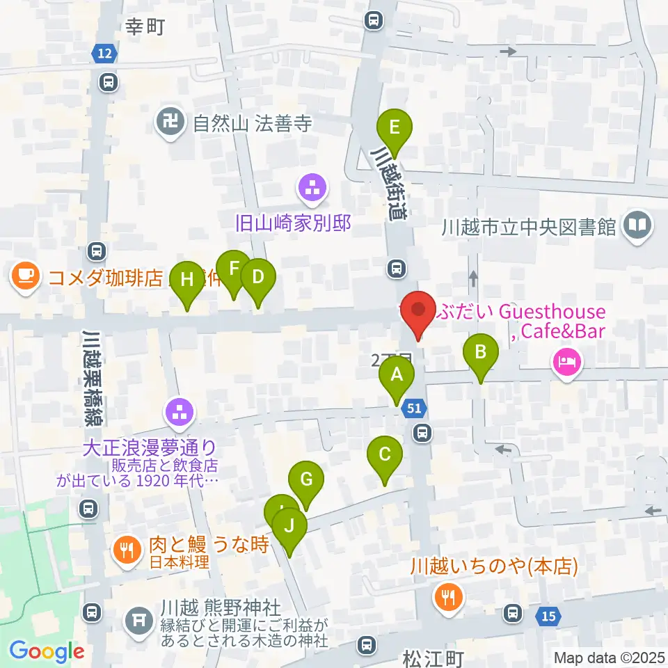 川越ROTOM周辺のファミレス・ファーストフード一覧地図