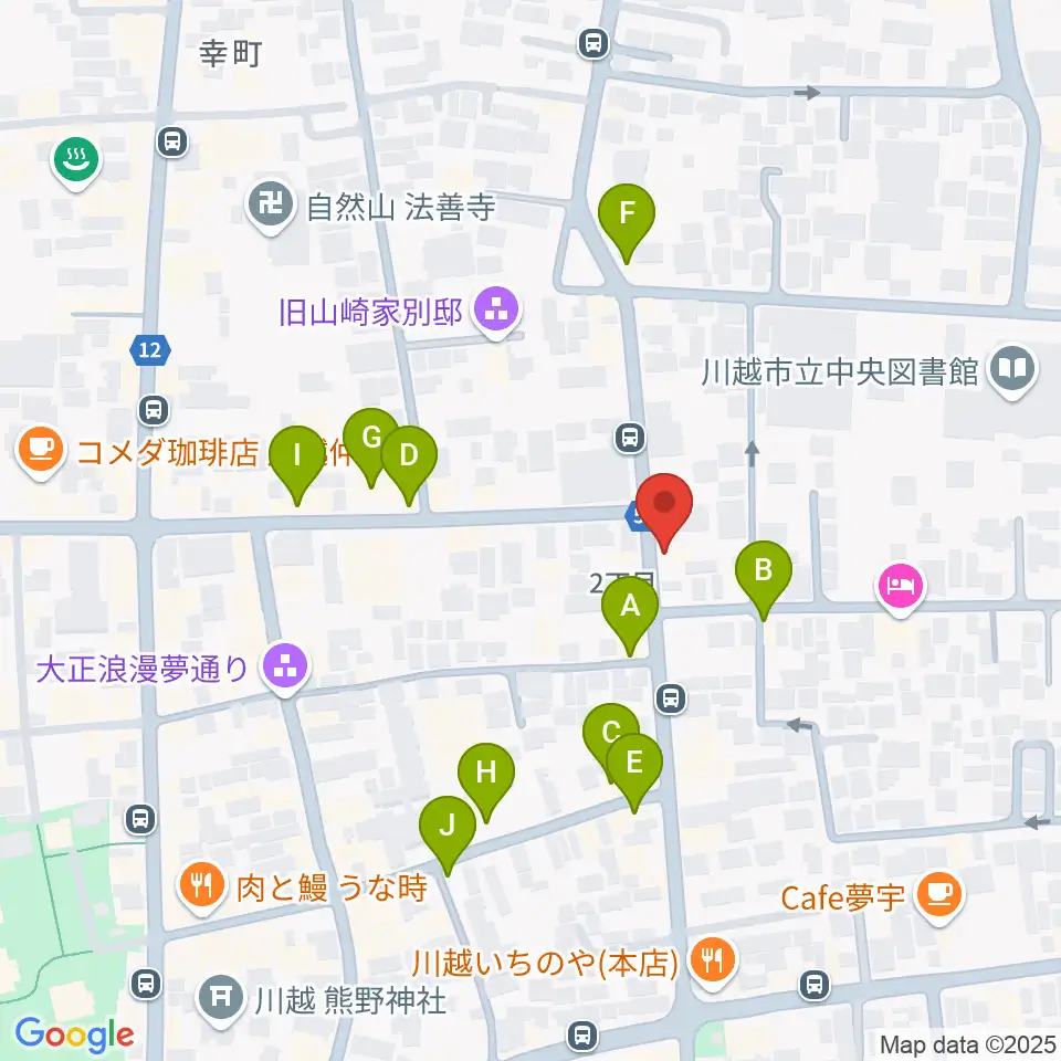 川越ROTOM周辺のファミレス・ファーストフード一覧地図