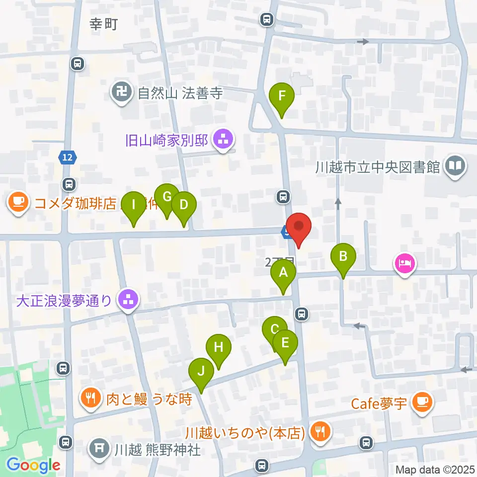 川越ROTOM周辺のファミレス・ファーストフード一覧地図