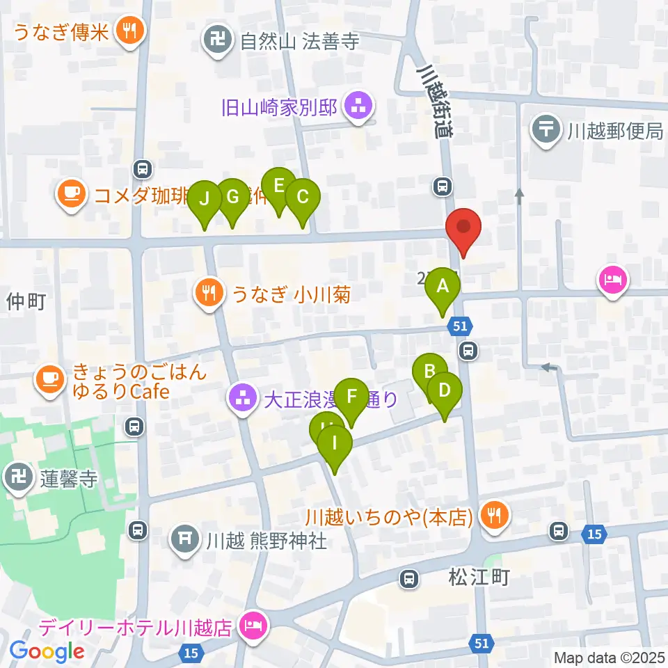 川越ROTOM周辺のファミレス・ファーストフード一覧地図