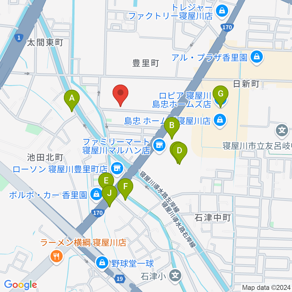 RISOおんがくいん周辺のファミレス・ファーストフード一覧地図