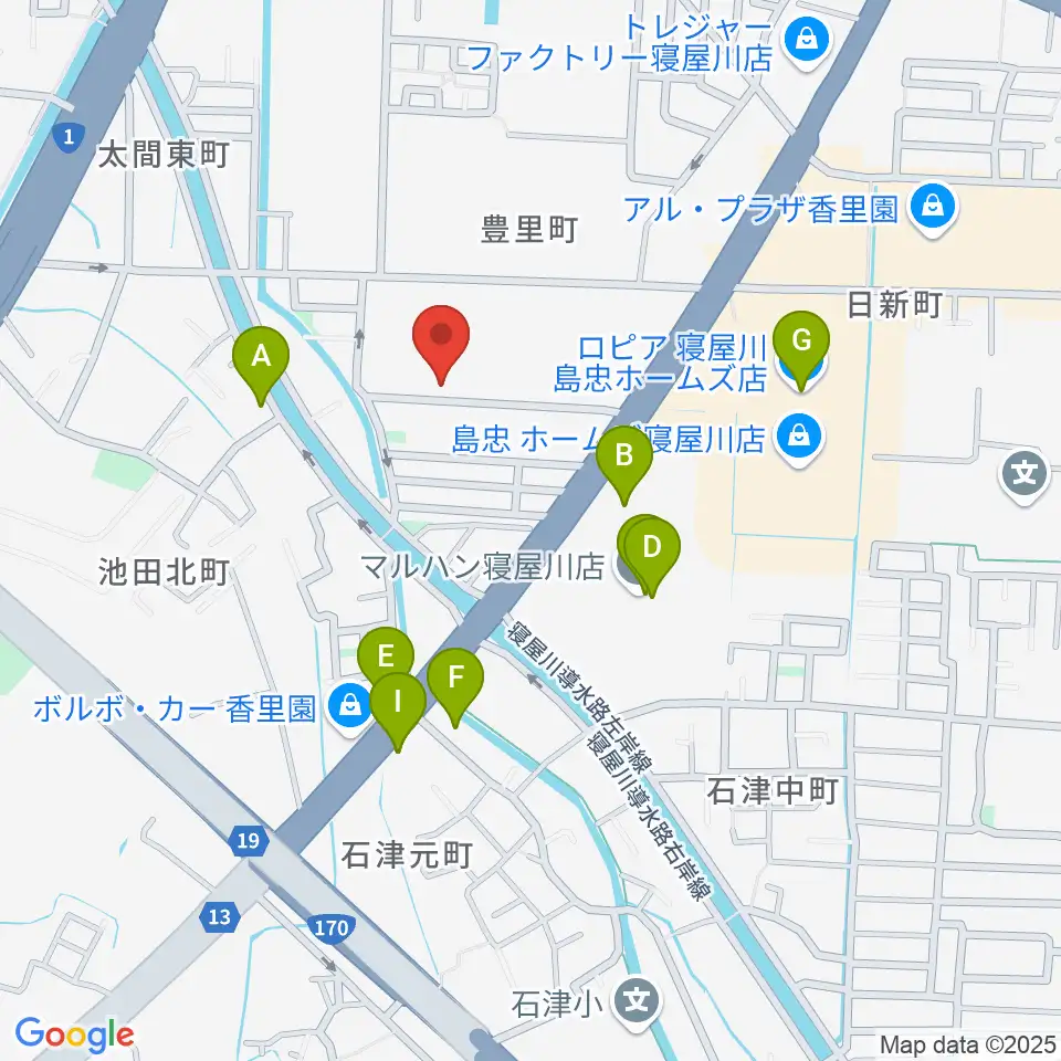 RISOおんがくいん周辺のファミレス・ファーストフード一覧地図