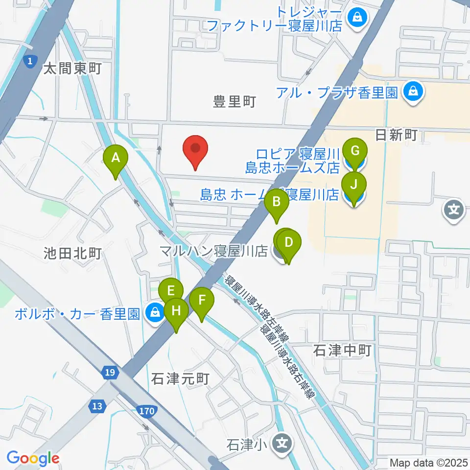 RISOおんがくいん周辺のファミレス・ファーストフード一覧地図