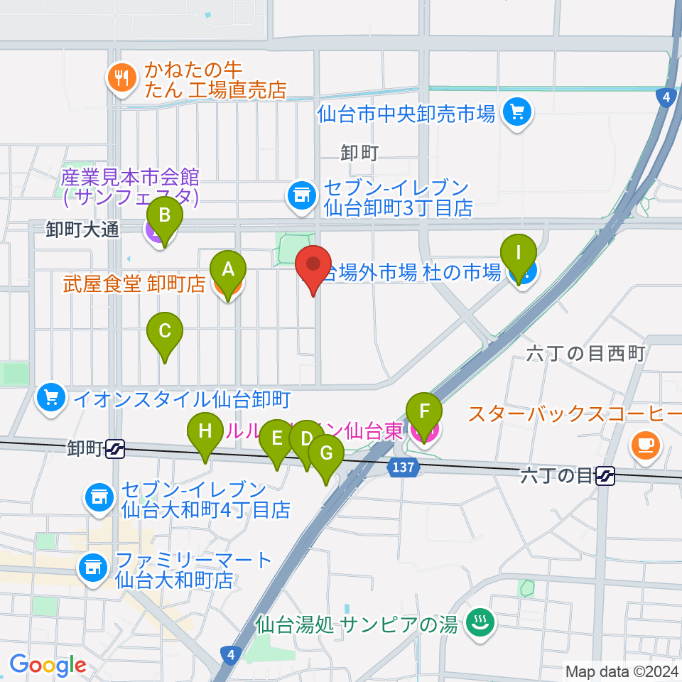 せんだい演劇工房10-BOX周辺のファミレス・ファーストフード一覧地図