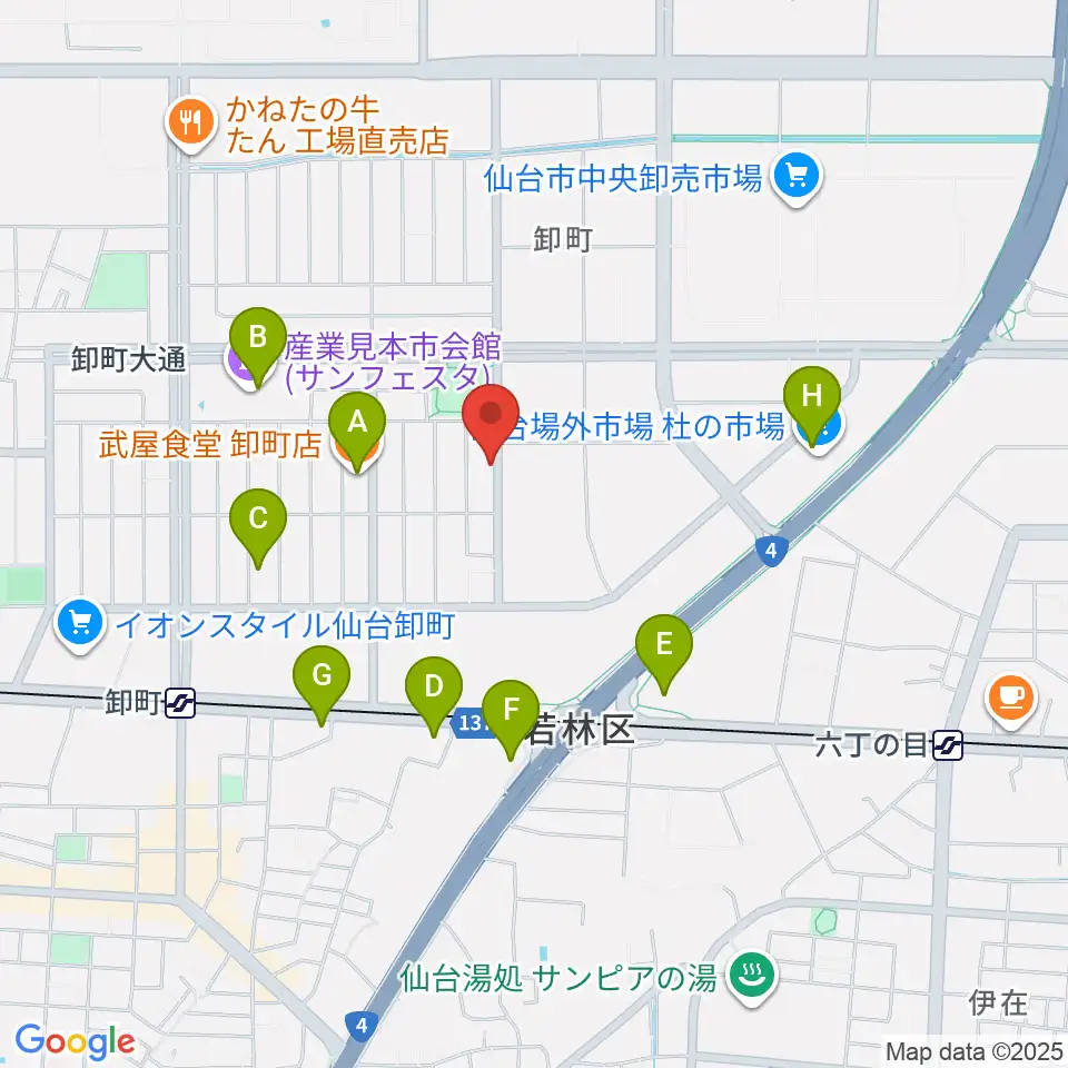 せんだい演劇工房10-BOX周辺のファミレス・ファーストフード一覧地図