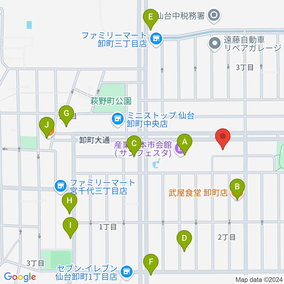 能-BOX周辺のファミレス・ファーストフード一覧地図