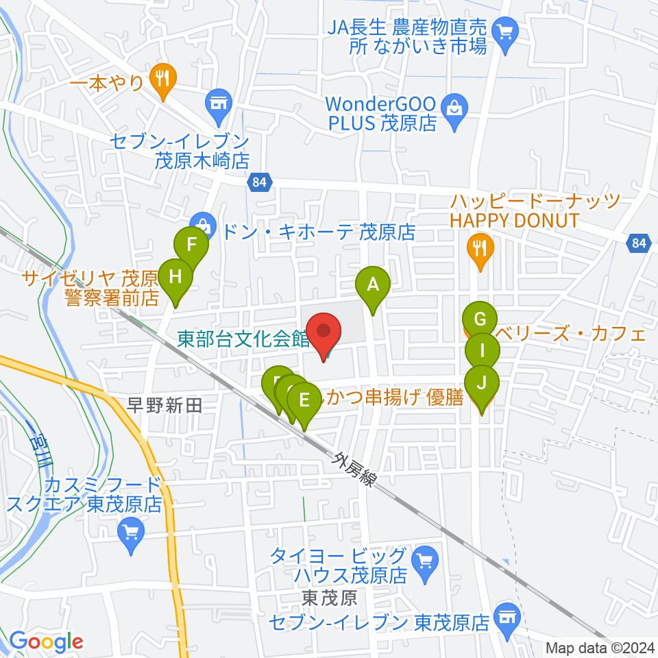 東部台文化会館周辺のファミレス・ファーストフード一覧地図