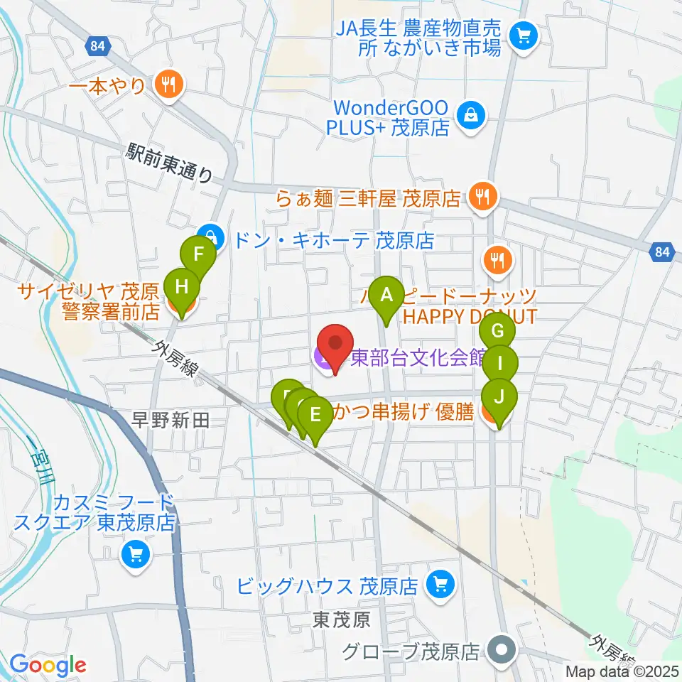 東部台文化会館周辺のファミレス・ファーストフード一覧地図
