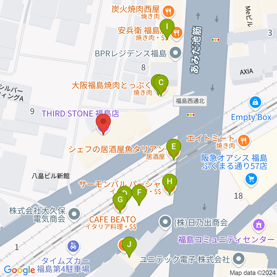 THIRD STONE福島店周辺のファミレス・ファーストフード一覧地図