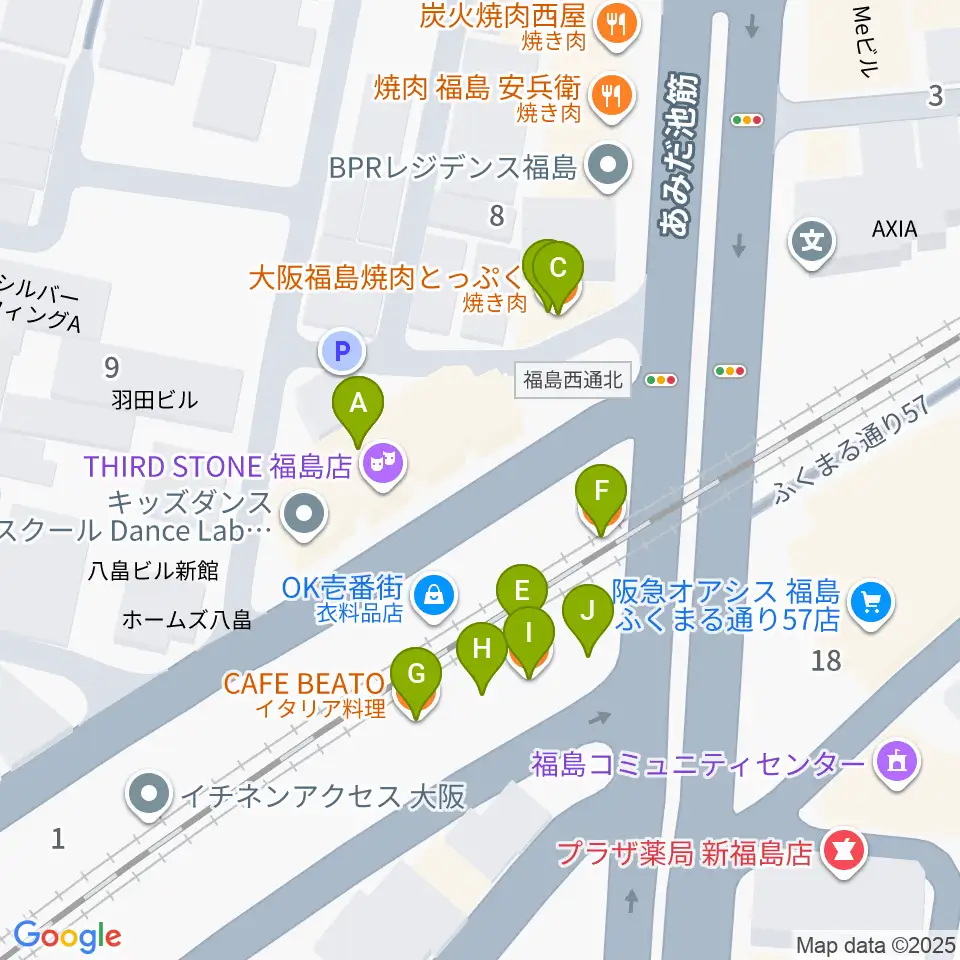 THIRD STONE福島店周辺のファミレス・ファーストフード一覧地図