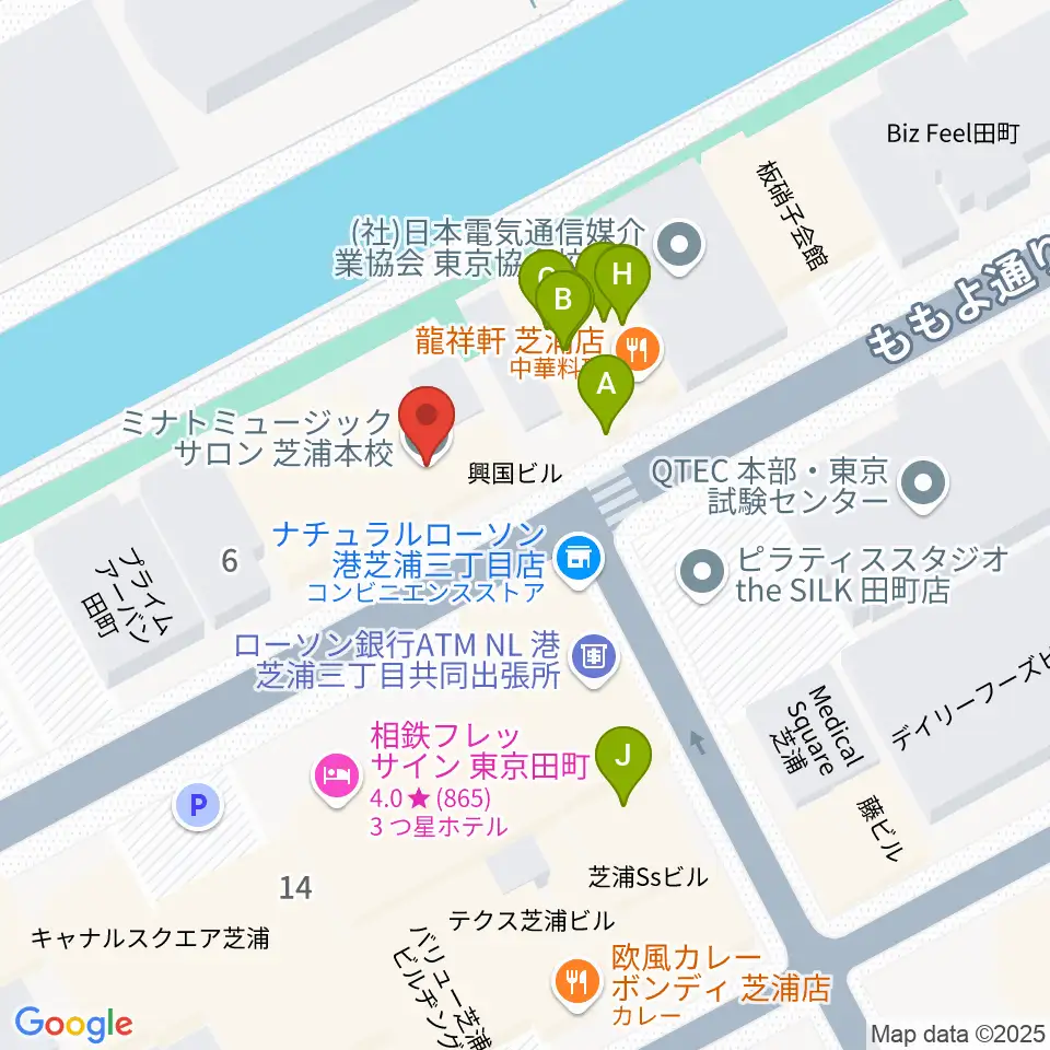 ミナトミュージックサロン周辺のファミレス・ファーストフード一覧地図