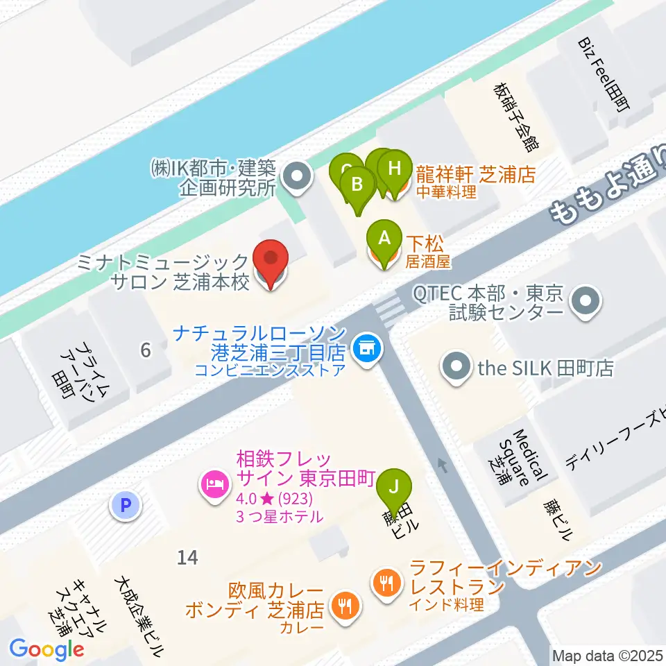 ミナトミュージックサロン周辺のファミレス・ファーストフード一覧地図
