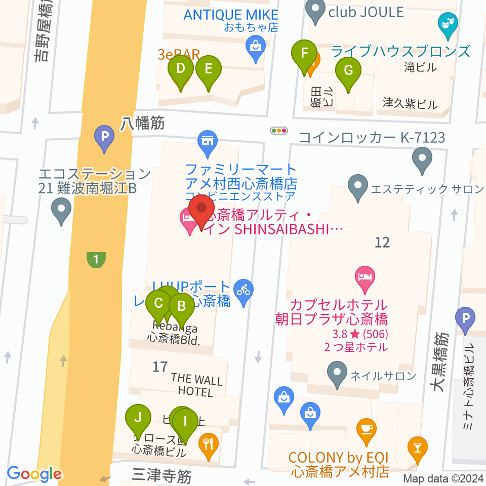 ゴースト大阪周辺のファミレス・ファーストフード一覧地図