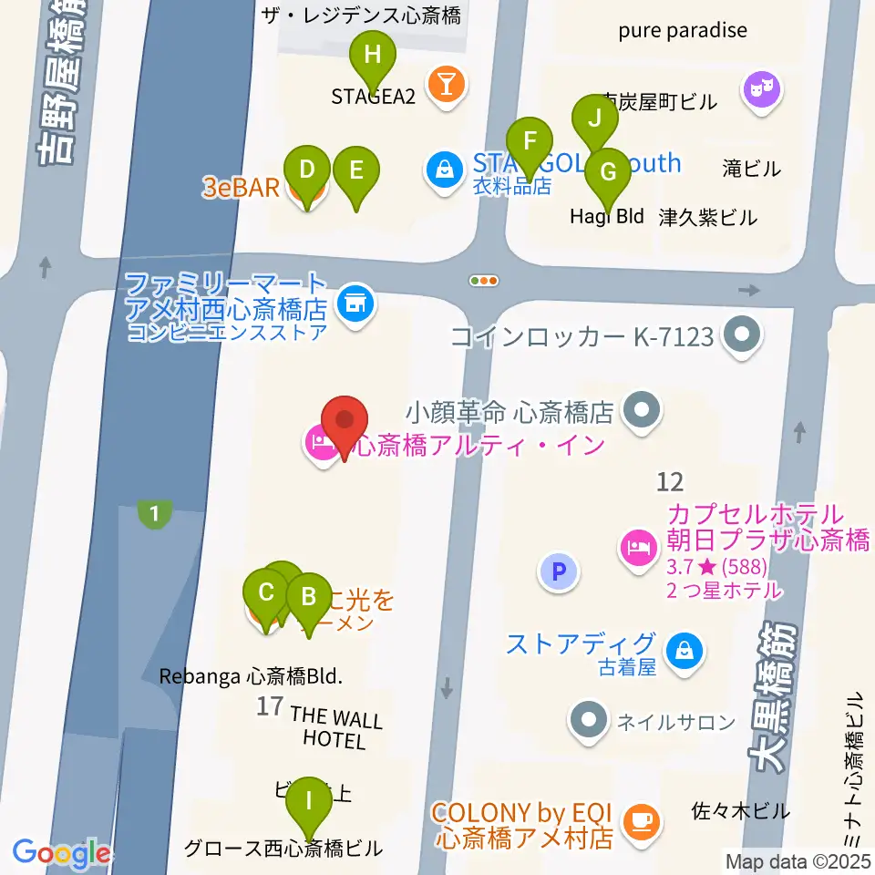 ゴースト大阪周辺のファミレス・ファーストフード一覧地図