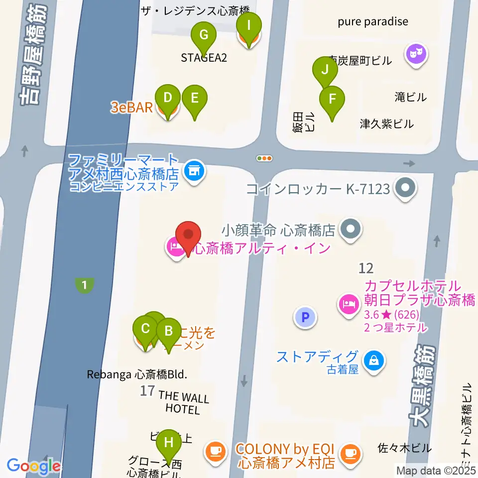ゴースト大阪周辺のファミレス・ファーストフード一覧地図