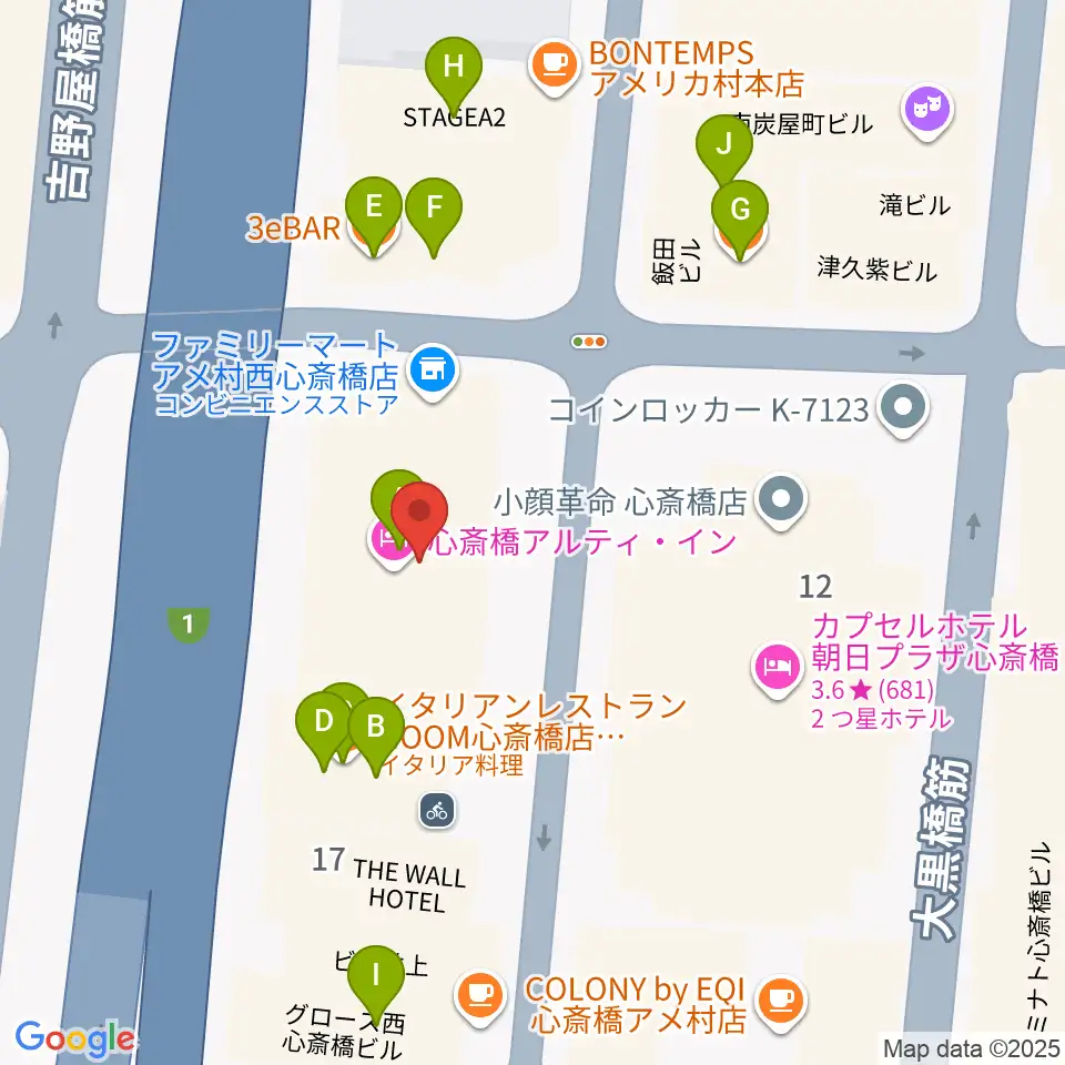 ゴースト大阪周辺のファミレス・ファーストフード一覧地図