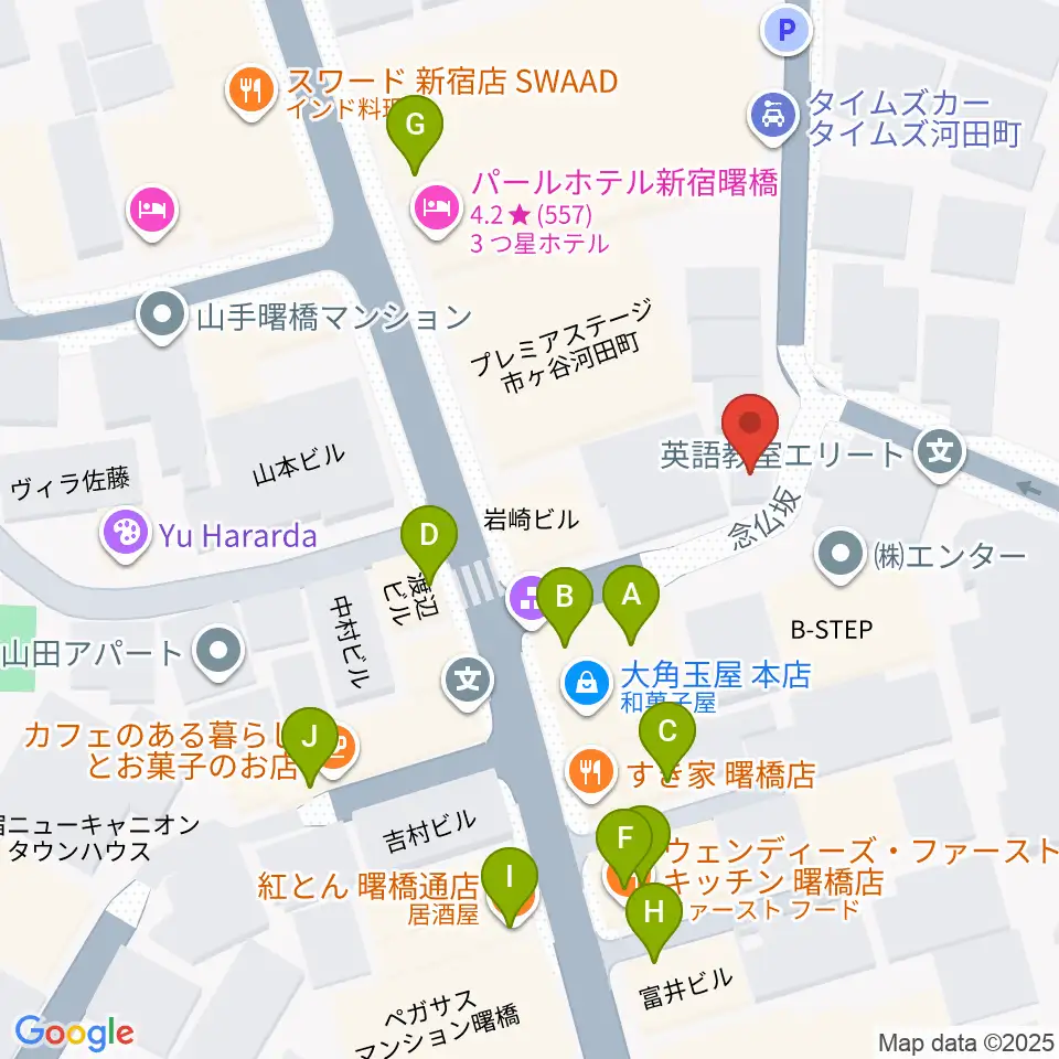曙橋コタン周辺のファミレス・ファーストフード一覧地図