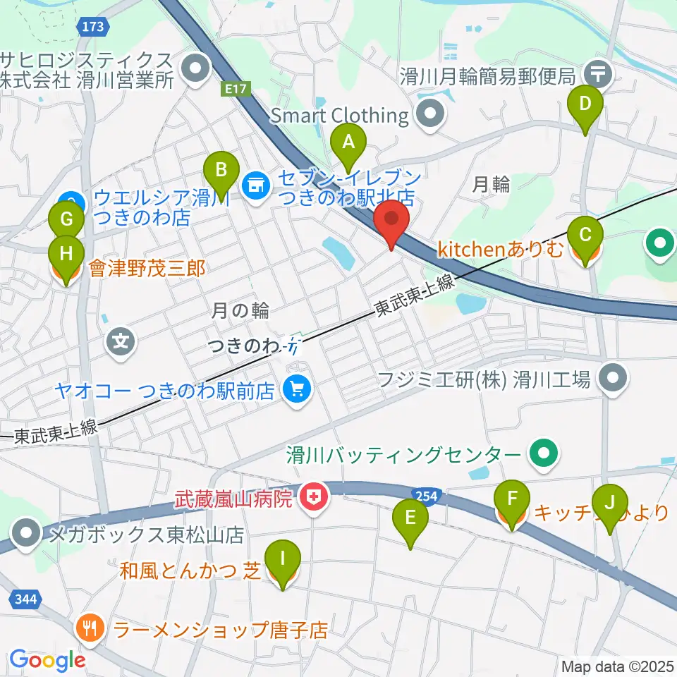 篠崎バイオリン工房周辺のファミレス・ファーストフード一覧地図