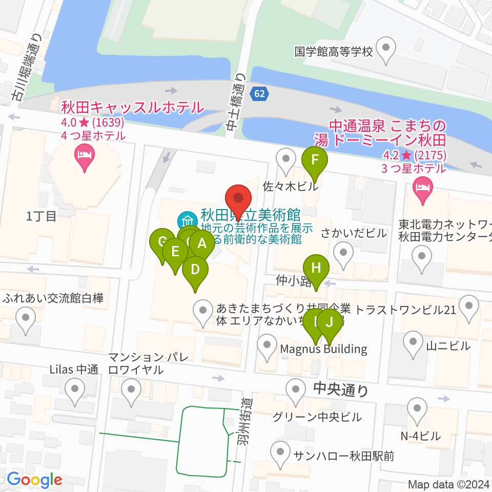 にぎわい交流館AU（あう）周辺のファミレス・ファーストフード一覧地図