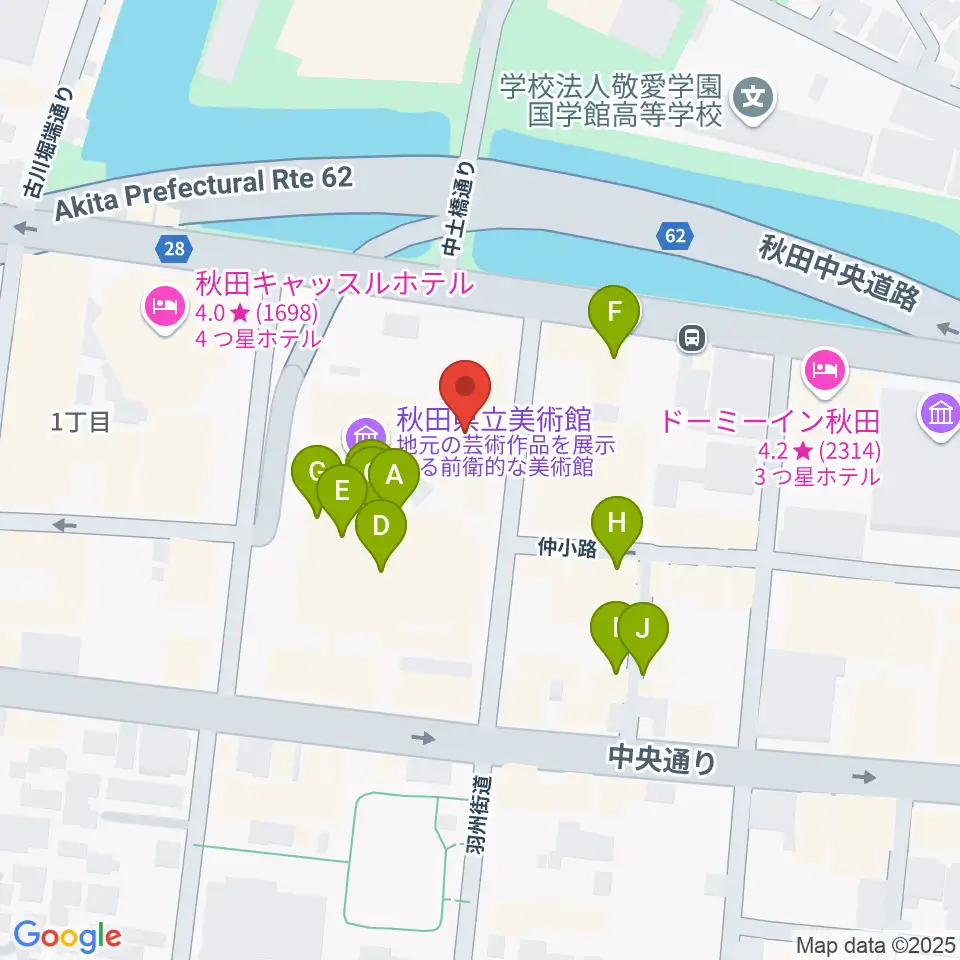 にぎわい交流館AU（あう）周辺のファミレス・ファーストフード一覧地図