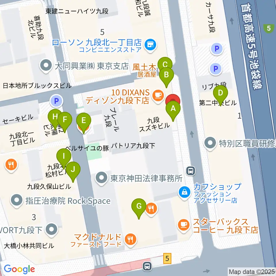 美ら音工房ヨーゼフ 東京店周辺のファミレス・ファーストフード一覧地図