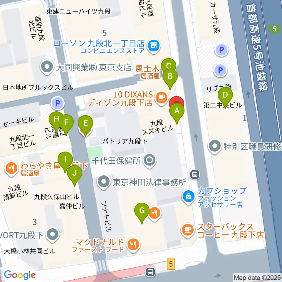 美ら音工房ヨーゼフ 東京店周辺のファミレス・ファーストフード一覧地図