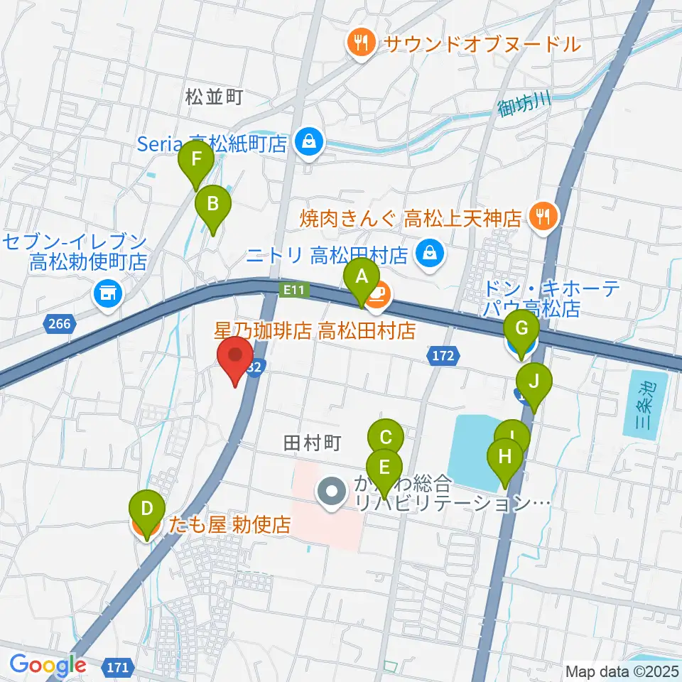 ピアノサロン・フィアカ周辺のファミレス・ファーストフード一覧地図
