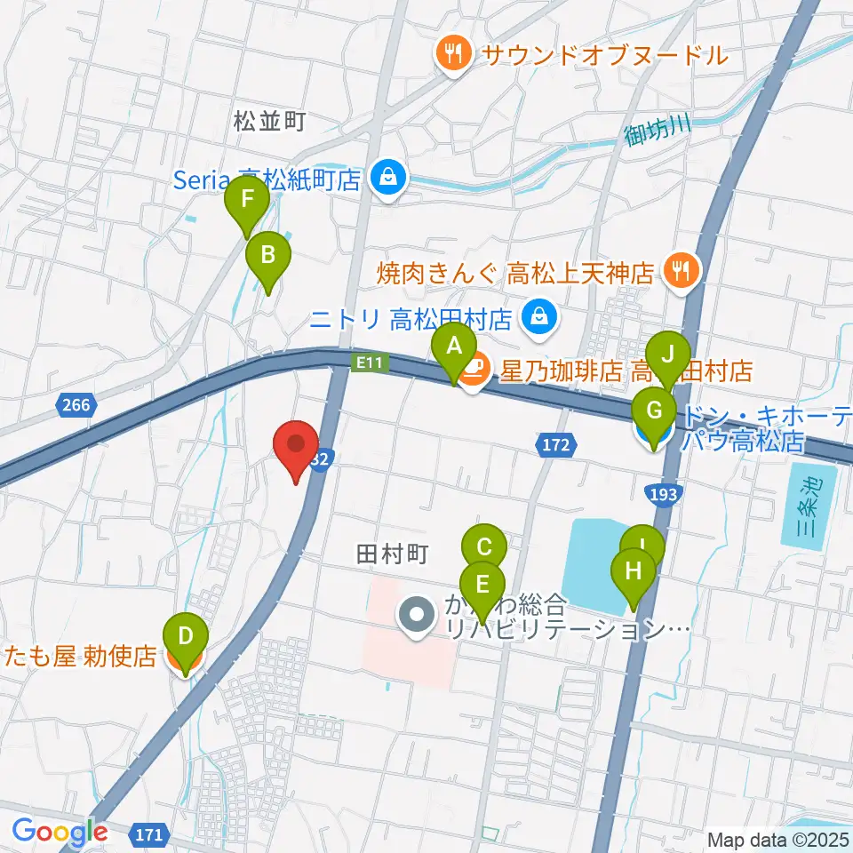 ピアノサロン・フィアカ周辺のファミレス・ファーストフード一覧地図