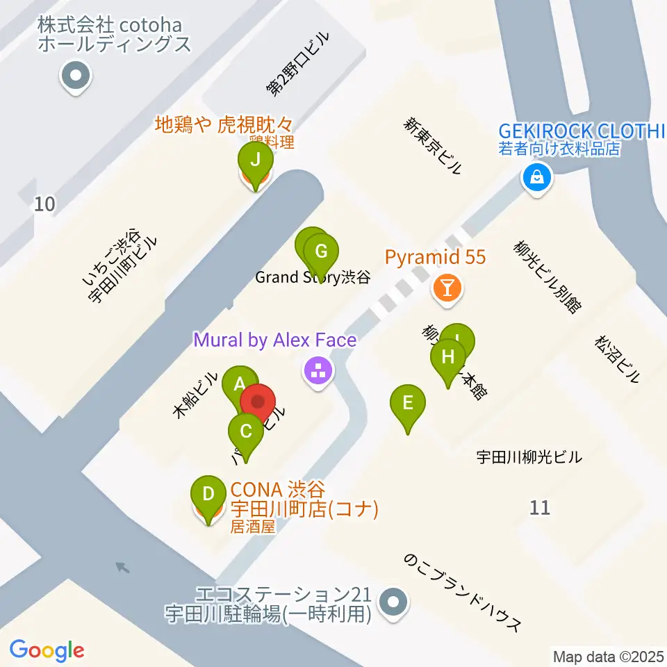 渋谷JUMP周辺のファミレス・ファーストフード一覧地図
