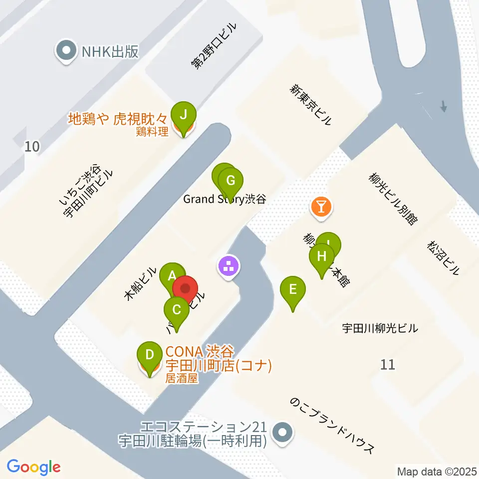 渋谷JUMP周辺のファミレス・ファーストフード一覧地図