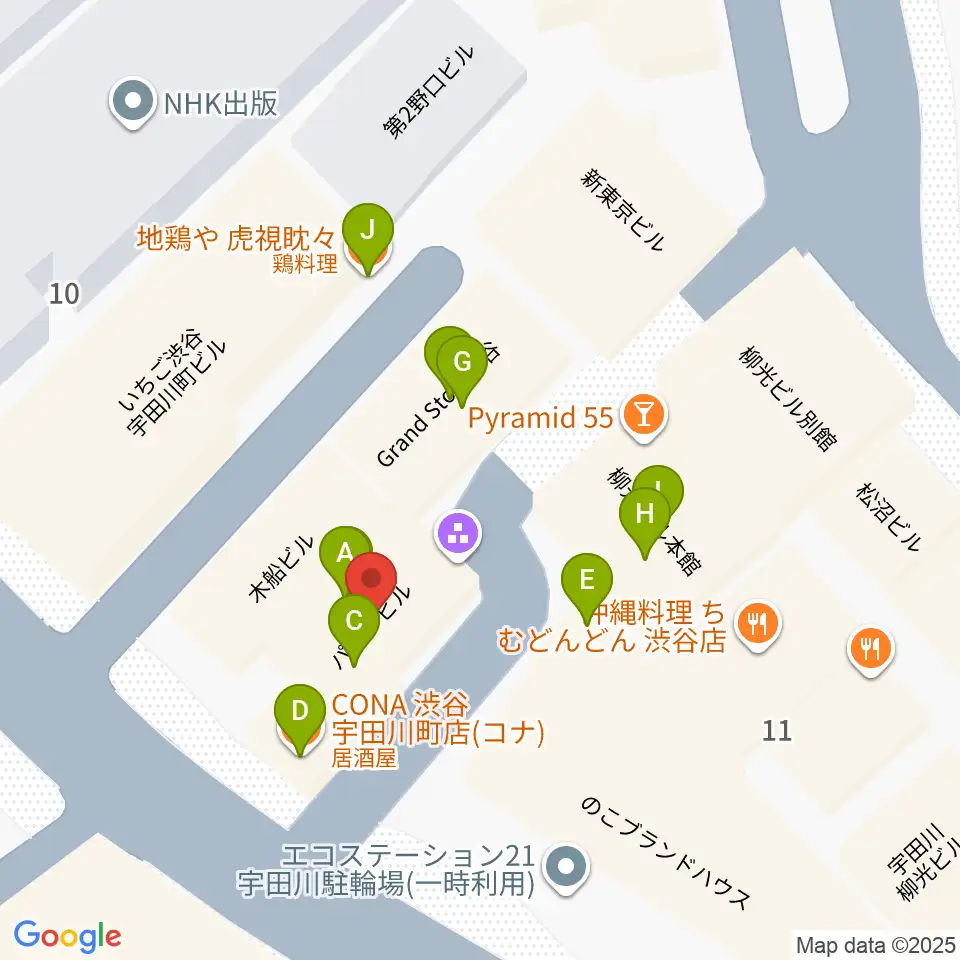渋谷JUMP周辺のファミレス・ファーストフード一覧地図