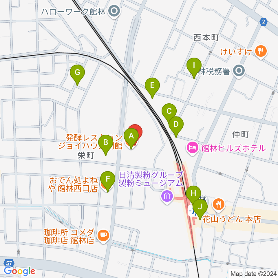 文右衛門ホール周辺のファミレス・ファーストフード一覧地図