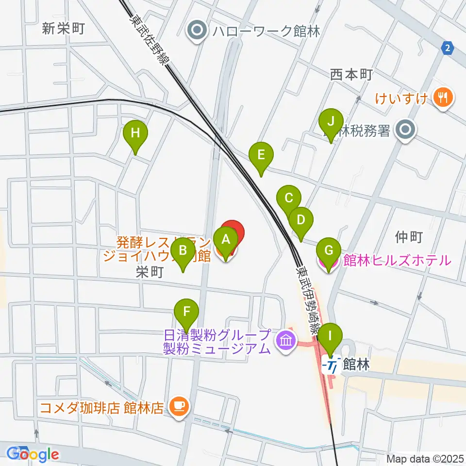 文右衛門ホール周辺のファミレス・ファーストフード一覧地図