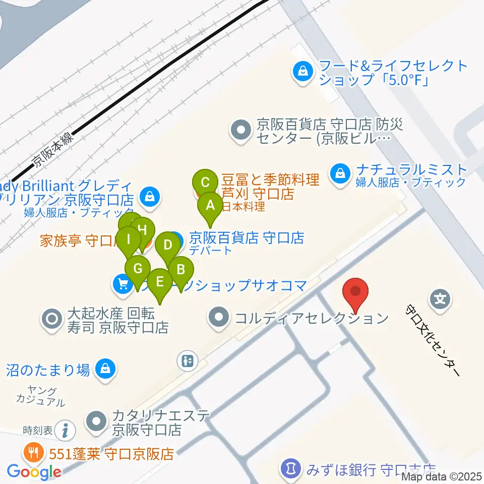 守口文化センター・エナジーホール周辺のファミレス・ファーストフード一覧地図