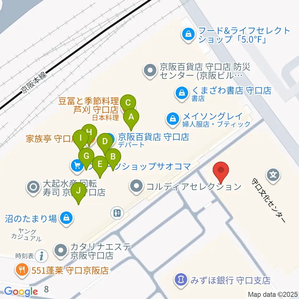 守口文化センター・エナジーホール周辺のファミレス・ファーストフード一覧地図
