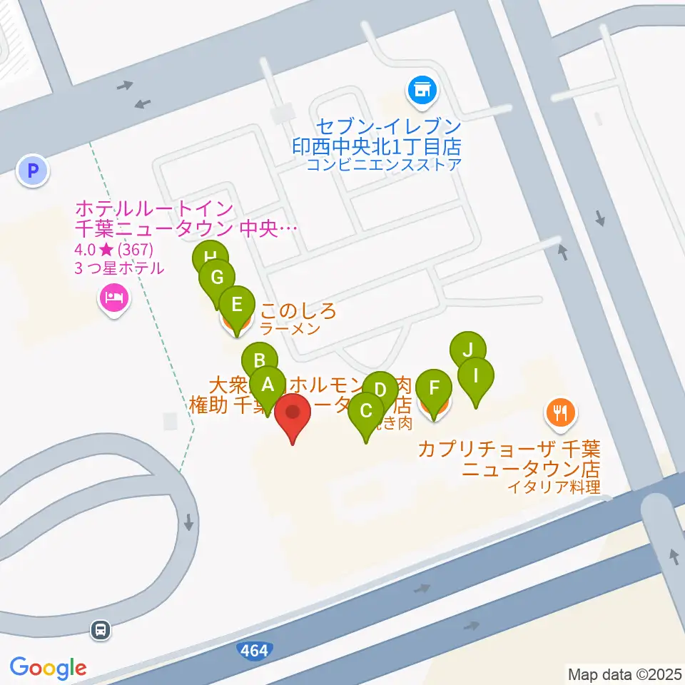 伊藤楽器 千葉ニュータウン中央センター周辺のファミレス・ファーストフード一覧地図