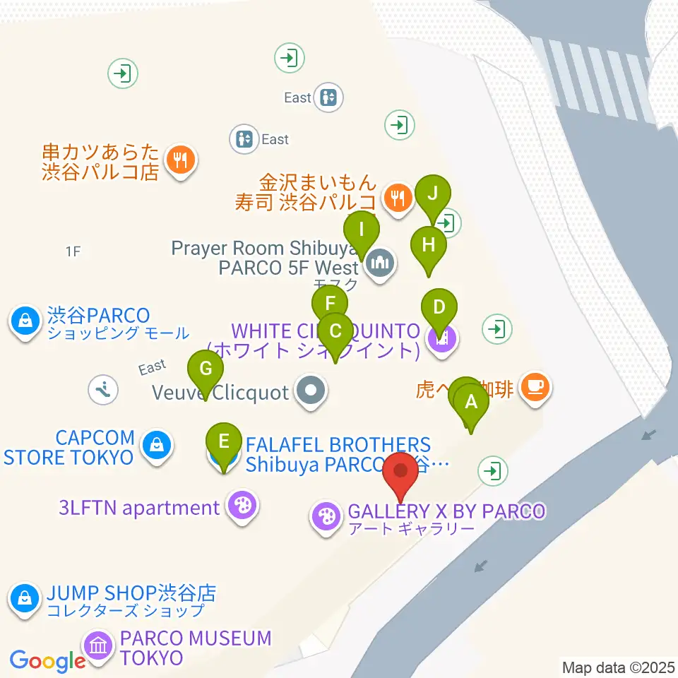 渋谷クアトロラボ周辺のファミレス・ファーストフード一覧地図