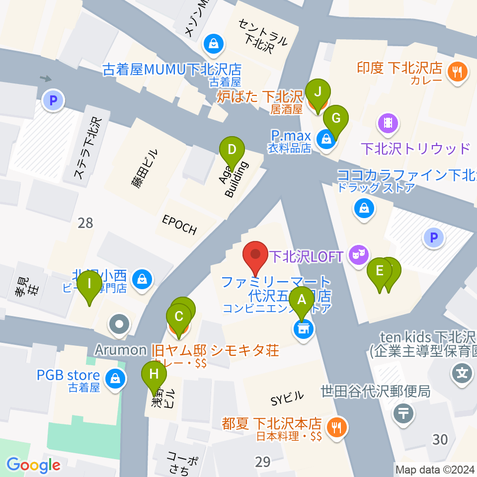 BM Studio周辺のファミレス・ファーストフード一覧地図