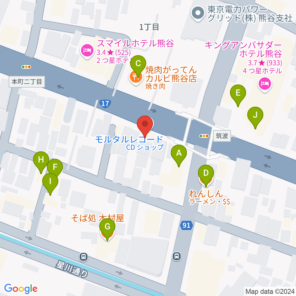 モルタルレコード周辺のファミレス・ファーストフード一覧地図